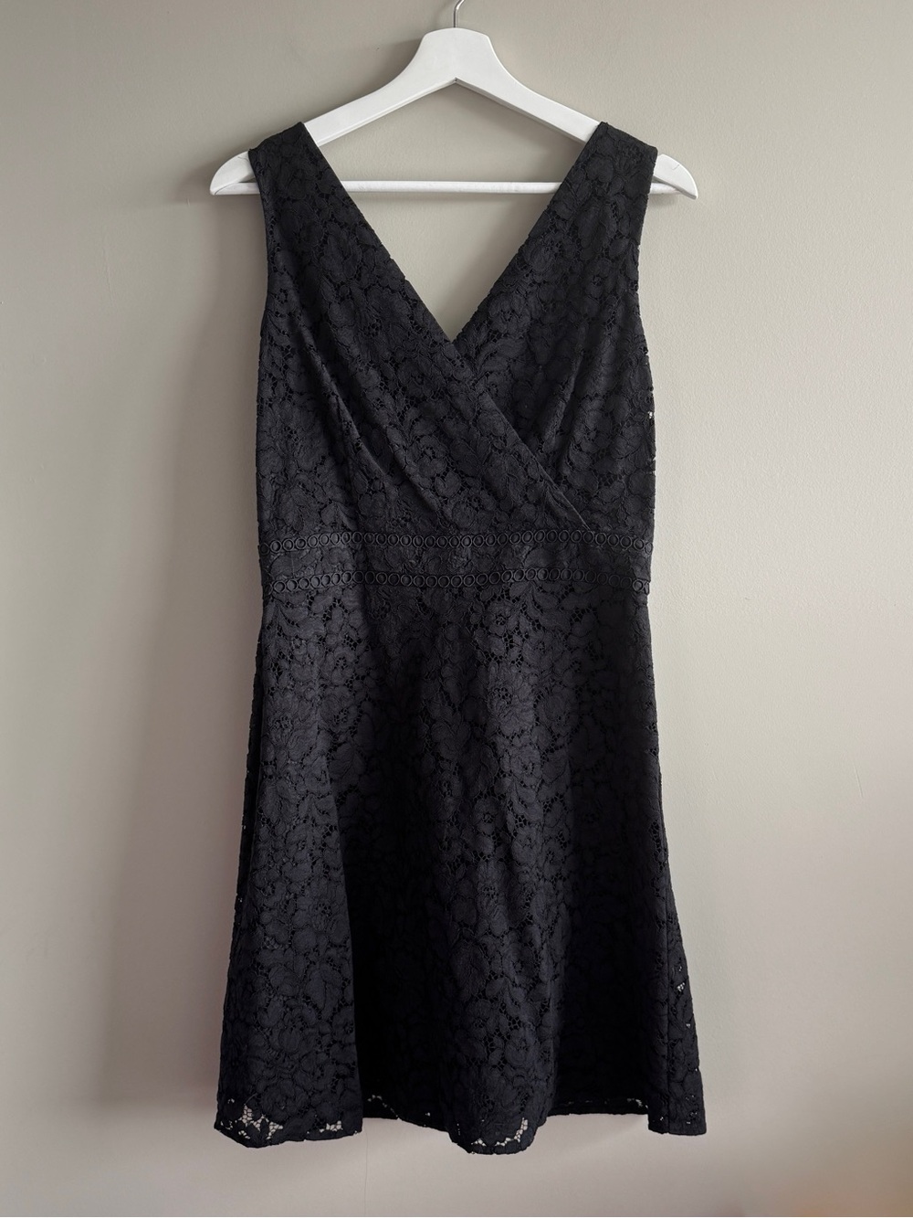 LOFT Black Lace V-Cross A-Line Dress